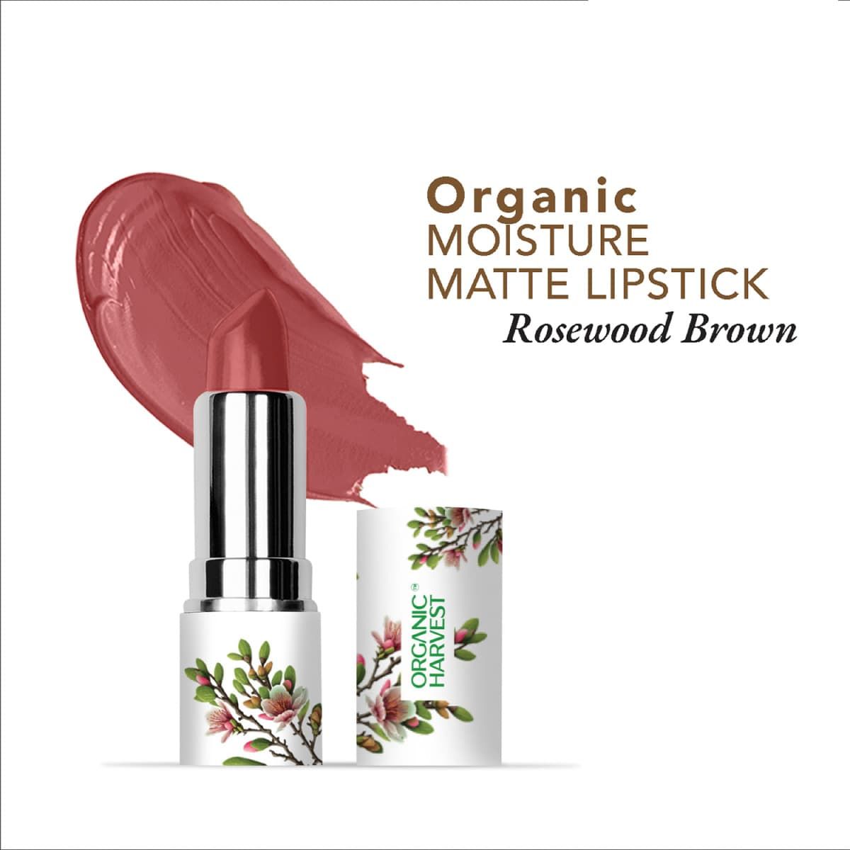 organic harvest organic moisture matte lipstick nepal rosewood brown