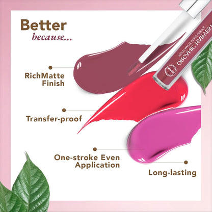 organic harvest organic velvet matte liquid lipstick nepal deep berry