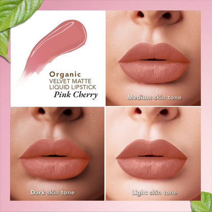 organic harvest organic velvet matte liquid lipstick nepal pink cherry