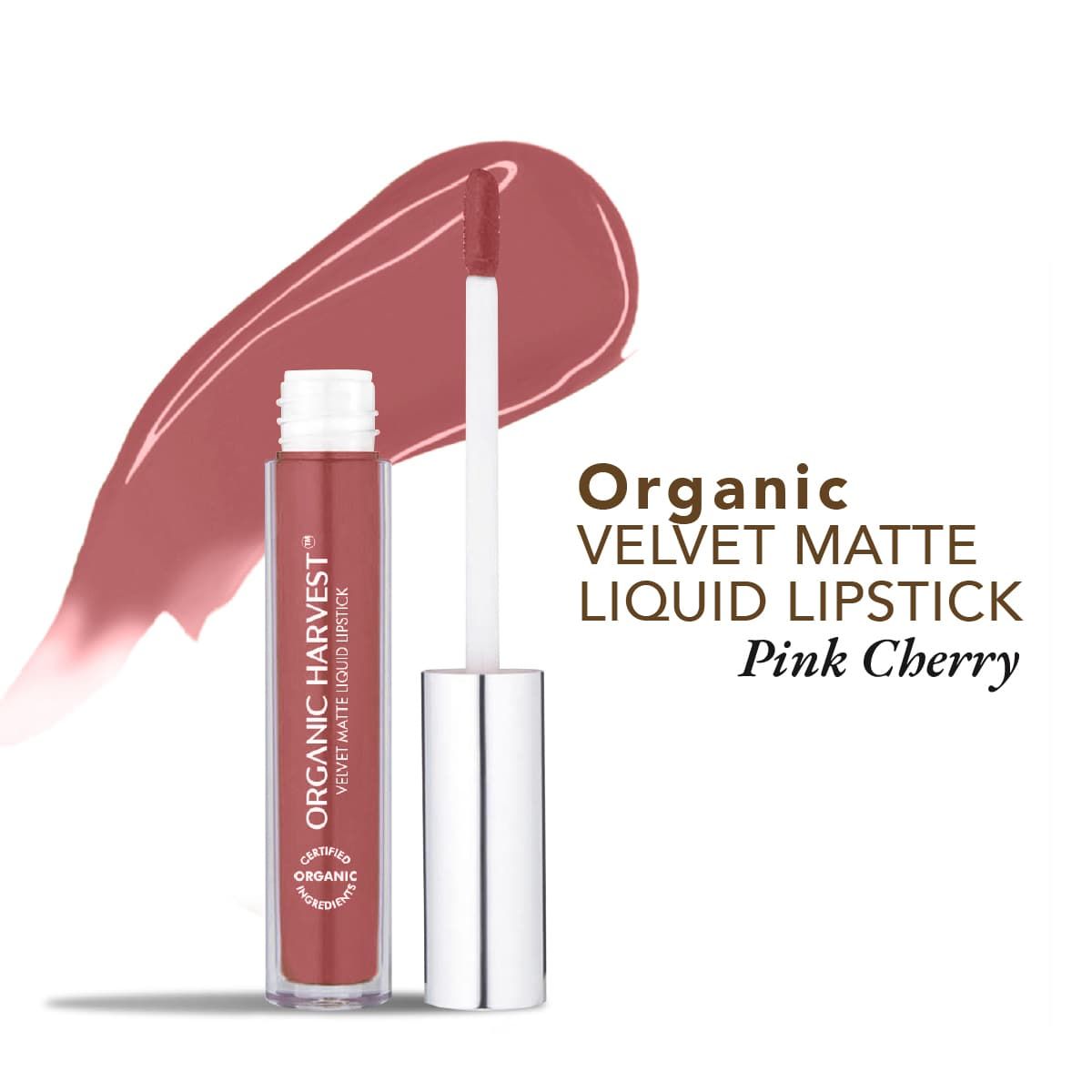 organic harvest organic velvet matte liquid lipstick nepal pink cherry