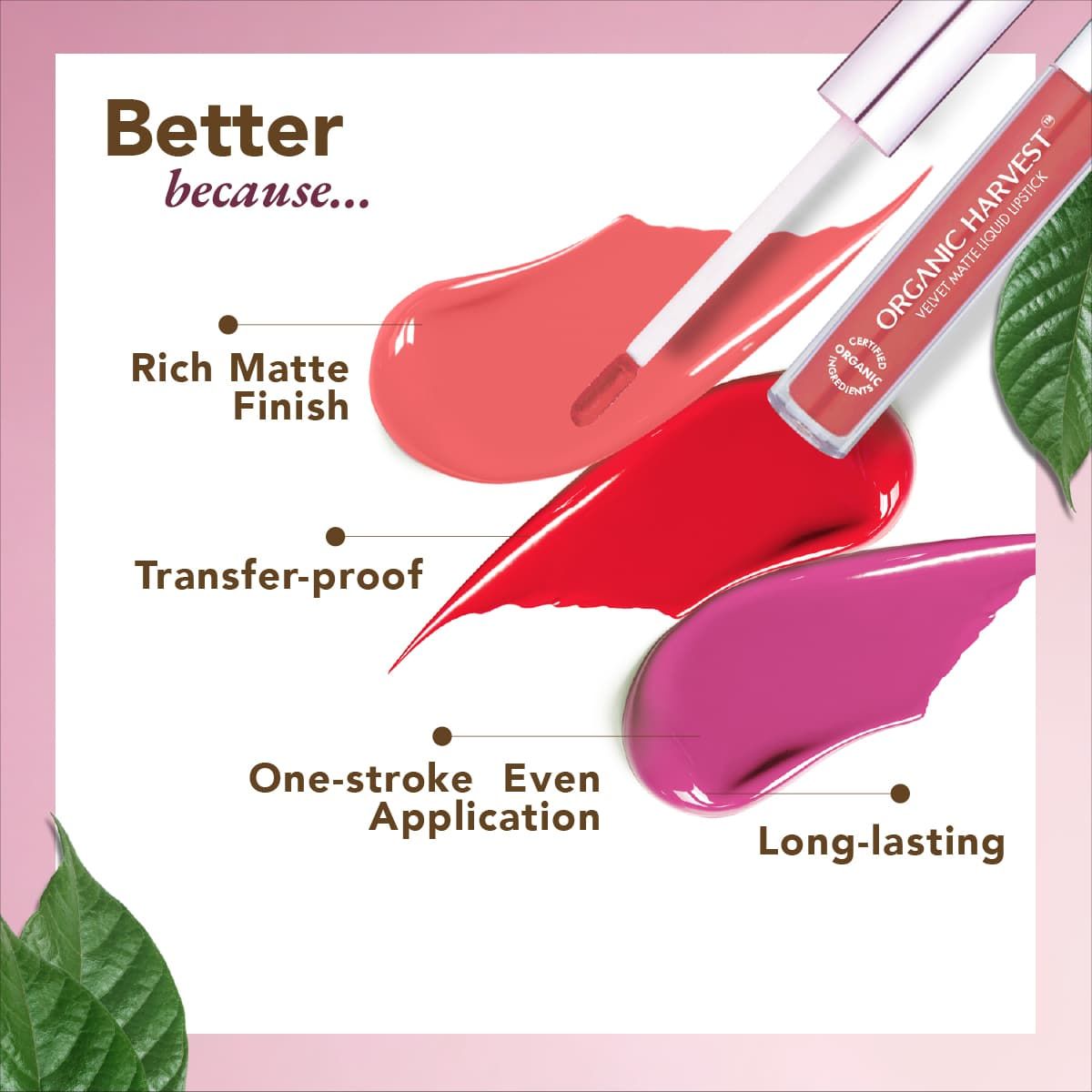 organic harvest organic velvet matte liquid lipstick nepal pink poppy