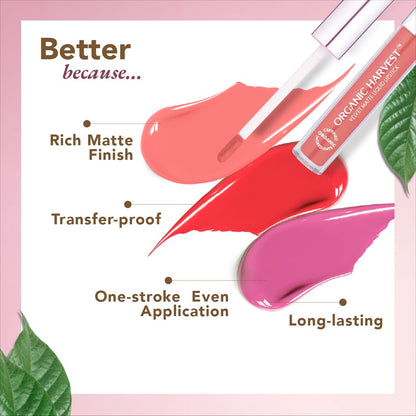 organic harvest organic velvet matte liquid lipstick nepal pink poppy