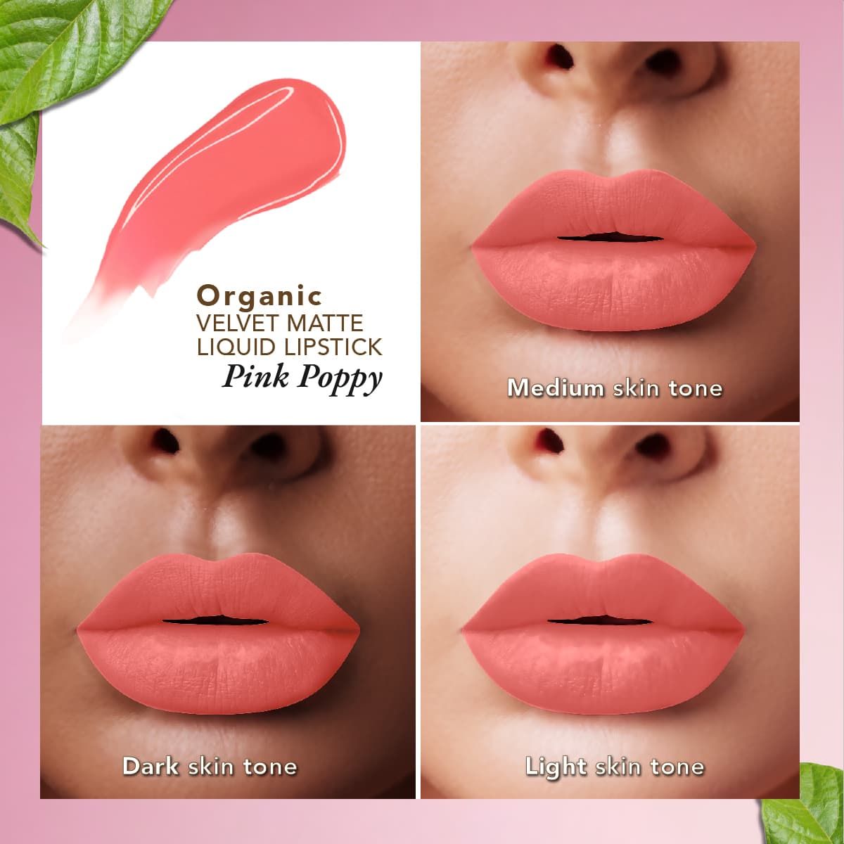 organic harvest organic velvet matte liquid lipstick nepal pink poppy