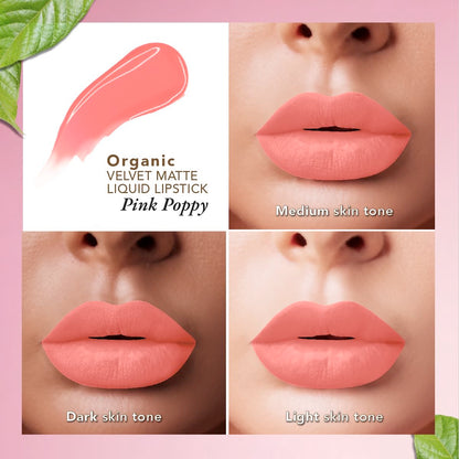 organic harvest organic velvet matte liquid lipstick nepal pink poppy