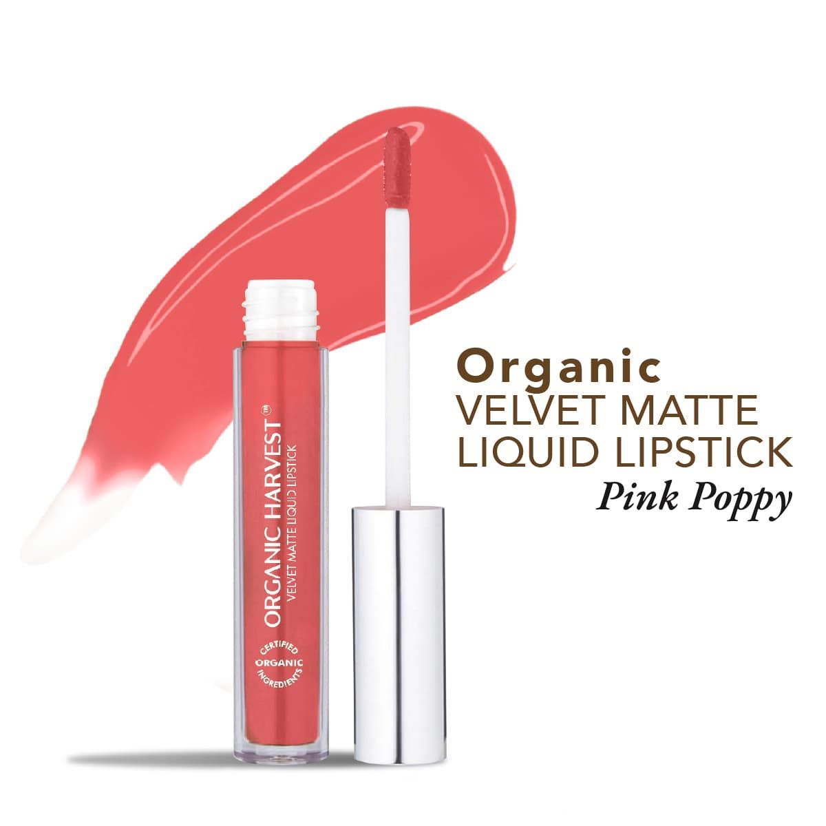 organic harvest organic velvet matte liquid lipstick nepal pink poppy