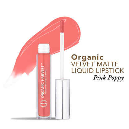 organic harvest organic velvet matte liquid lipstick nepal pink poppy