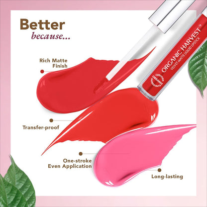 organic harvest organic velvet matte liquid lipstick nepal red apple