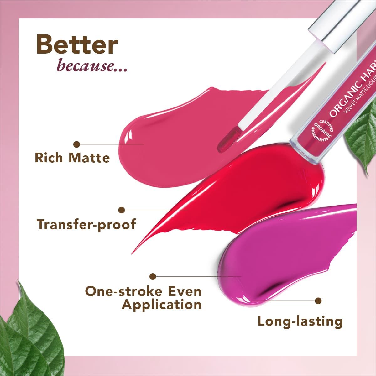 organic harvest organic velvet matte liquid lipstick nepal rosebud pink