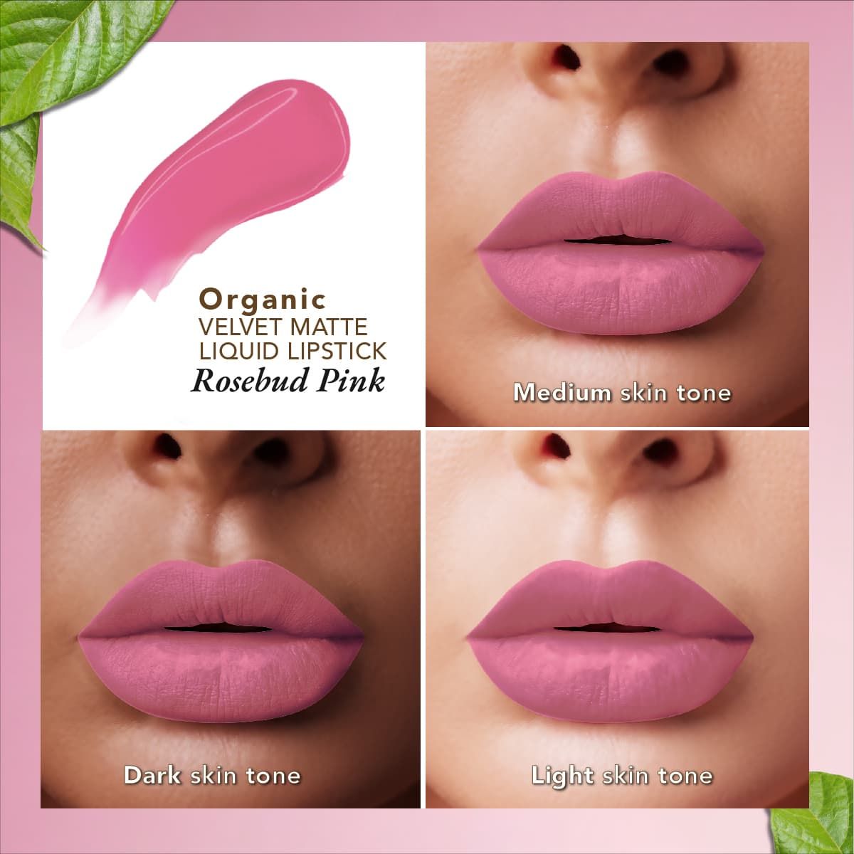 organic harvest organic velvet matte liquid lipstick nepal rosebud pink