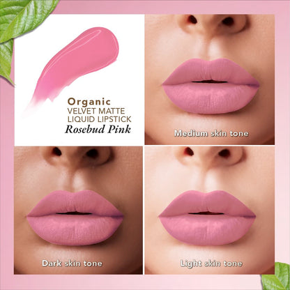 organic harvest organic velvet matte liquid lipstick nepal rosebud pink