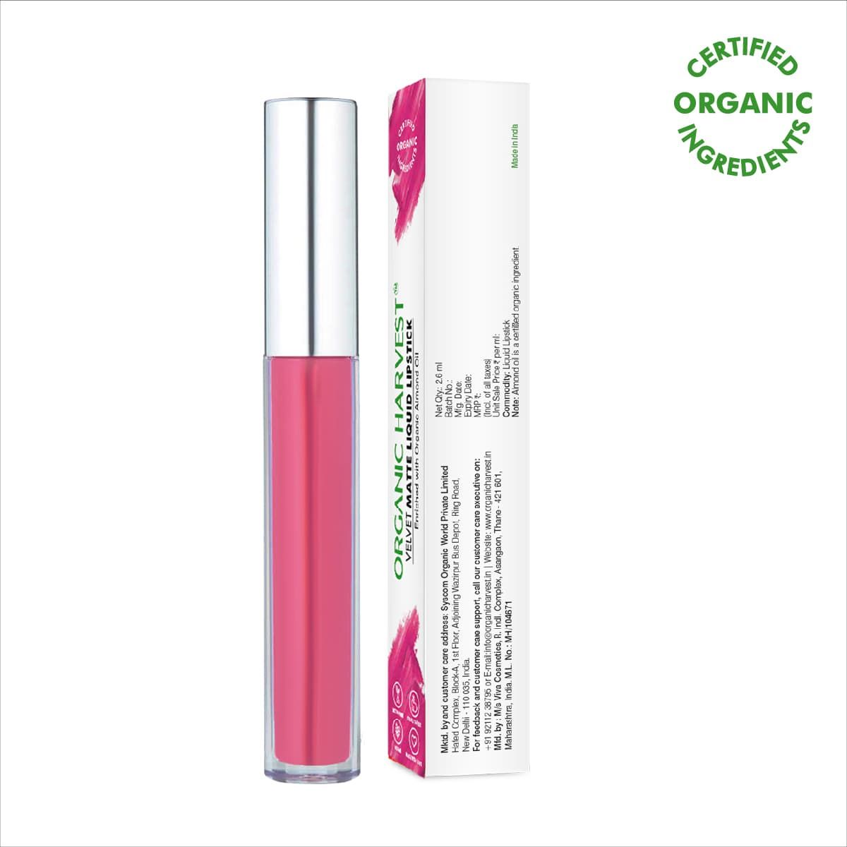 organic harvest organic velvet matte liquid lipstick nepal rosebud pink