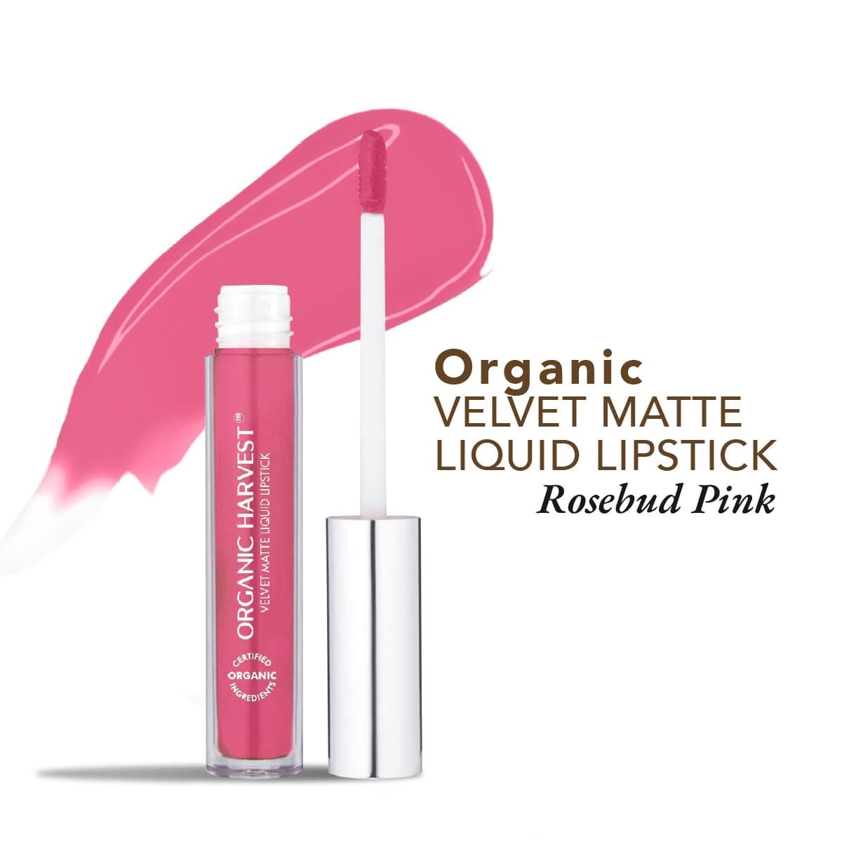 organic harvest organic velvet matte liquid lipstick nepal rosebud pink