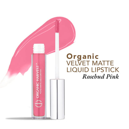 organic harvest organic velvet matte liquid lipstick nepal rosebud pink