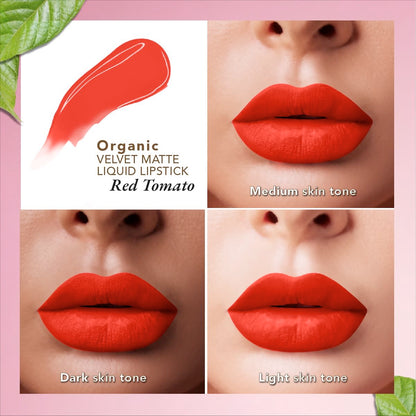 organic harvest organic velvet matte liquid lipstick nepal tomato red