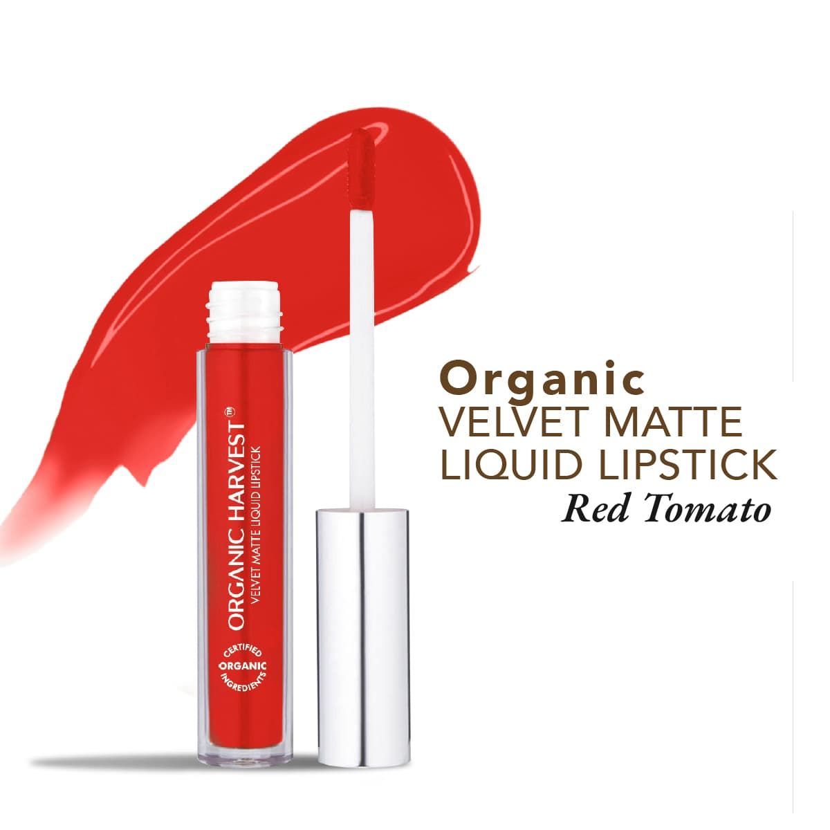 organic harvest organic velvet matte liquid lipstick nepal tomato red