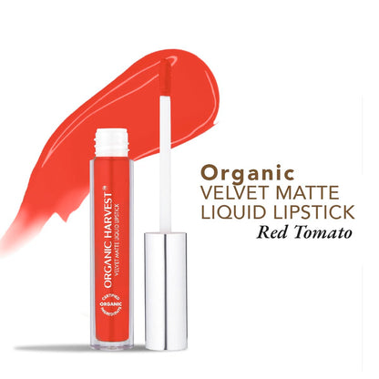 organic harvest organic velvet matte liquid lipstick nepal tomato red