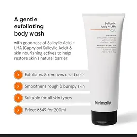 Minimalist Salicylic Acid + LHA 2% Body Wash Ingredients Label
